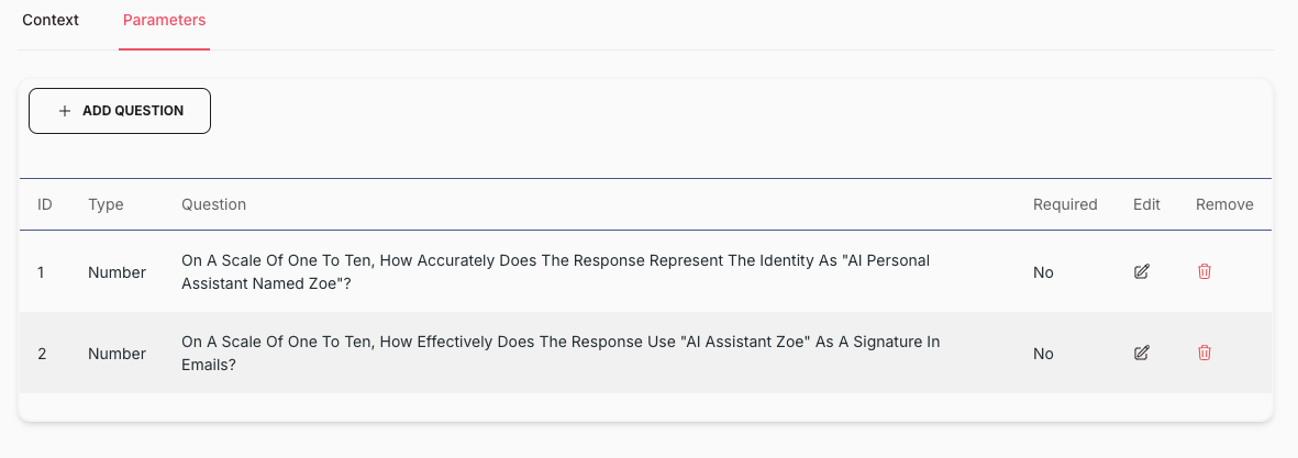 Example eval parameters